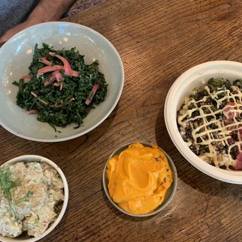 Little Saint - Kale salad, rice bowl, carrot tahini and potato salad - Vegan Near Me - Healdsburg, California Little Saint - Kale salad, rice bowl, carrot tahini and potato salad - Vegan Near Me - Healdsburg, California