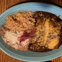 Poblano rajas enchilada with mole