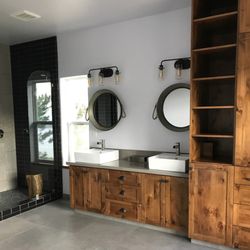 Business Design Services - Master Bathroom with wine country inspired cabinetry