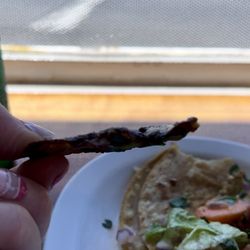 La Cuchara - Paper thin piece of fish in the fish tacos. Only this piece!!!