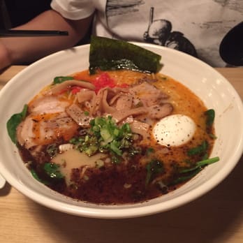 Tong Sake House - Close up on the spicy tonkatsu ramen with an added egg - Korean Near Me - Poway, California Tong Sake House - Close up on the spicy tonkatsu ramen with an added egg - Korean Near Me - Poway, California