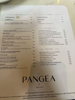 Menu photo 2 Pangea Dallas, TX