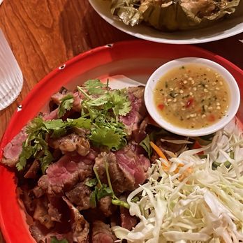 Lao Kitchen - Crying tiger and mok pa salmon - Laotian Near Me - Las Vegas, Nevada