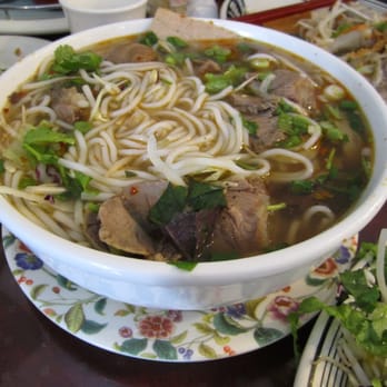 Cafe Hoang - Bun Bo Hue- less spicy (my friend was a wimp... haha) - Vietnamese Near Me - Chicago, Illinois