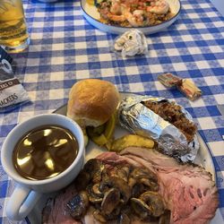 Dad's Sourdough Bakery - Prime rib with mushrooms and baked potato