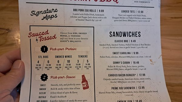 Menu photo 1 Sonny's BBQ Wesley Chapel, FL