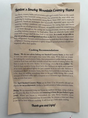 Benton's Smoky Mountain Country Hams & Bacon by null
