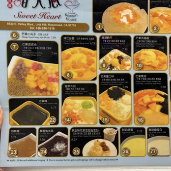 Sweet Heart Dessert House - Menu - Desserts Near Me - Rosemead, California Sweet Heart Dessert House - Menu - Desserts Near Me - Rosemead, California