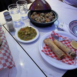 Idriss - Kromb tajine, bourak, and hmiss.