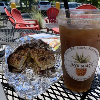 Java Shack - Bacon egg and cheese on an everything bagel - Cafes Near Me - North Dartmouth, Massachusetts
