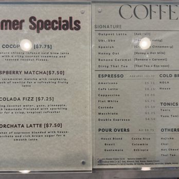 Outpost Coffee - Summer specials menu - Coffee & Tea Near Me - Walnut, California Outpost Coffee - Summer specials menu - Coffee & Tea Near Me - Walnut, California