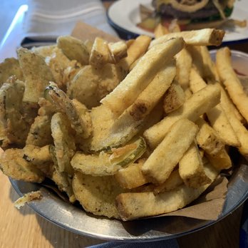 Little Stack Haystack Burgers - Half and half pickles and fries - Burgers Near Me - Richardson, Texas