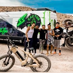 Cactus E-Bikes - Group of riders getting ready to the the Late Night Trail on our Recon E-Bike.