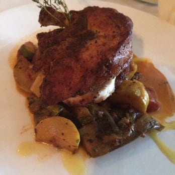 The Ebbitt Room - Half roasted chicken, grilled veggie pistou, lemon saffron sauce - American Near Me - Cape May, New Jersey