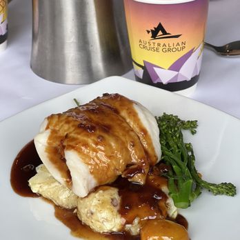Australian Cruise Group - Fish with potatoes, carrots and broccolini. Delish! Order this one in advance. - Boat Tours Near Me - Sydney, NSW