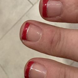Rainbow Nails - Santa Hat French Nails!