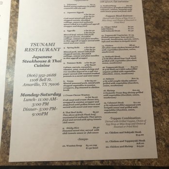 Tsunami Japanese Steak House - the menu - Japanese Near Me - Amarillo, Texas Tsunami Japanese Steak House - the menu - Japanese Near Me - Amarillo, Texas