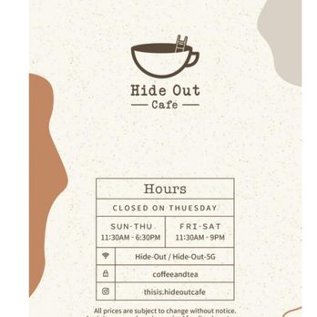 Hide Out Cafe - Menu - Cafes Near Me - Rowland Heights, California