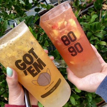 Boba Ave Express - Peach & Passion Fruit Green Tea and Strawberry & Mango Green Tea - Bubble Tea Near Me - Arcadia, California