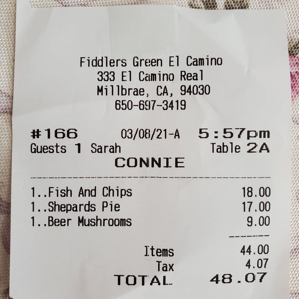 Fiddlers Green - As of 3/8/21 - Irish Near Me - Millbrae, California