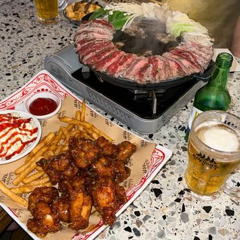 INS Ice Beer - Soy Garlic Chicken & Beef Sukiyaki - Korean Near Me - Buena Park, California