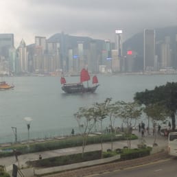 View of the harbor from the hotel window (it's foggy!)
