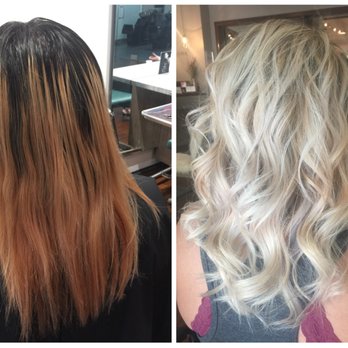 Framework Salon - Gross previous hair on left, and Leesi's masterpiece on right. - Hair Salons Near Me - Sacramento, California Framework Salon - Gross previous hair on left, and Leesi's masterpiece on right. - Hair Salons Near Me - Sacramento, California