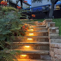 Texas Stone Masons - Integrated lighting in our steps.
