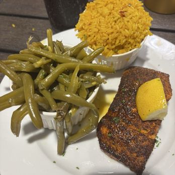 Southern Fire Kitchen - Salmon, yellow rice and green beans - Southern Near Me - Fayetteville, Georgia