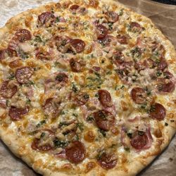 Donatello's Take & Bake Pizza - Cordon bleu added linguiça looking amazing