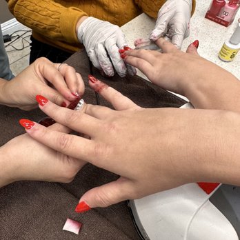 Cutee Nails - christmas red chrome nails - Nail Salons Near Me - Encinitas, California