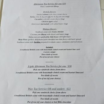Malaya Tea Room - Menu - Tea Rooms Near Me - Alameda, California