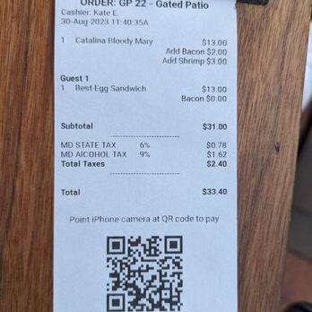 The Galley - The bill - Breakfast & Brunch Near Me - Saint Michaels, Maryland