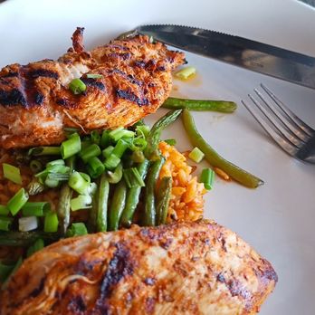 The Dockside Bar & Grill - My Blackened Chicken w cajun crusted chicken breast served over creole fried rice (spicy) with string beans - New American Near Me - North Tonawanda, New York The Dockside Bar & Grill - My Blackened Chicken w cajun crusted chicken breast served over creole fried rice (spicy) with string beans - New American Near Me - North Tonawanda, New York