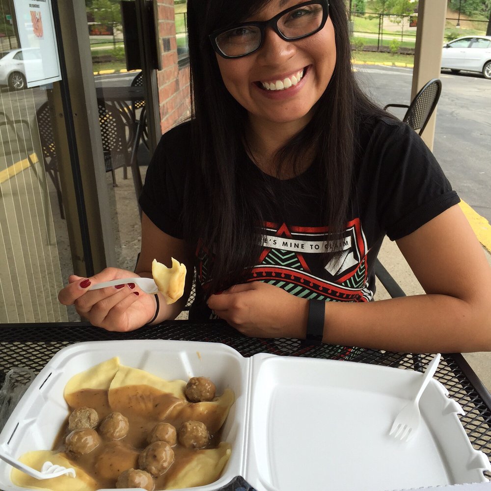 Forgotten Taste Pierogies - Meatball and Gravy over potato and cheese pierogies - Russian Near Me - Moon, Pennsylvania Forgotten Taste Pierogies - Meatball and Gravy over potato and cheese pierogies - Russian Near Me - Moon, Pennsylvania