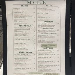 M-Club food menu as of October 2025 M-Club food menu as of October 2025