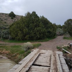 Riverside Bed and Breakfast Services - Picnic area available to campers fully covered by Cedar Trees. Picnic table, Charcoal BBQ with side smoker, Hammock and a light.