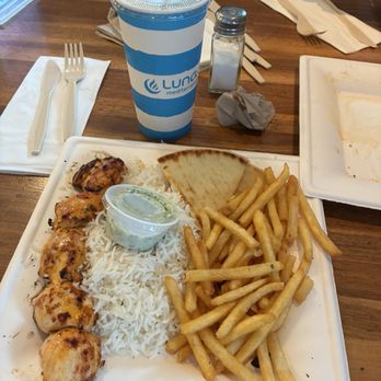Luna Grill Bressi Ranch - Chicken Kabob Plate - Mediterranean Near Me - Carlsbad, California