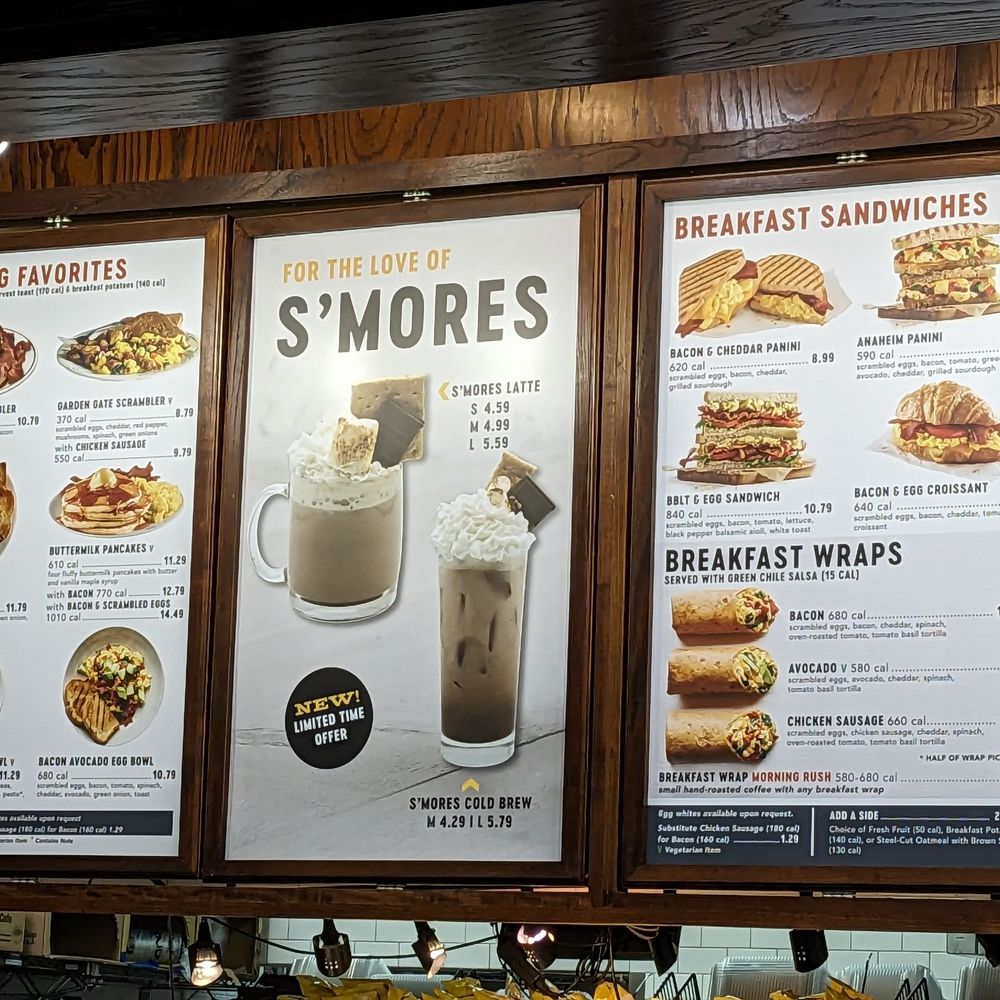 Corner Bakery Cafe - Left side of the breakfast menu - Sandwiches Near Me - Lakewood, California