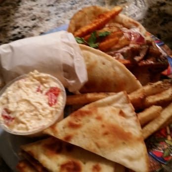 Platia - Greek fries,pimento feta hummus,chicken gyro. - Greek Near Me - Charleston, South Carolina Platia - Greek fries,pimento feta hummus,chicken gyro. - Greek Near Me - Charleston, South Carolina