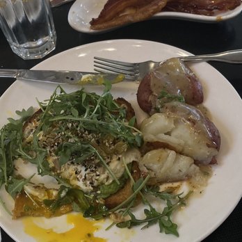 Sleepy Bee Cafe - Oakley - Candid bacon, guacamole, toast, with porched eggs, and red potatoes. - Breakfast & Brunch Near Me - Cincinnati, Ohio Sleepy Bee Cafe - Oakley - Candid bacon, guacamole, toast, with porched eggs, and red potatoes. - Breakfast & Brunch Near Me - Cincinnati, Ohio