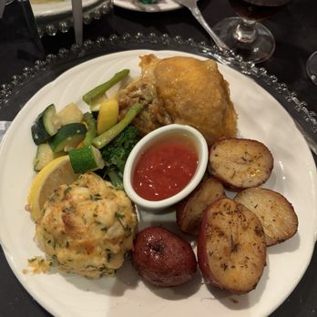 Newton White Mansion - Stuffed hen breast, crab cake with cocktail sauce, roasted potatoes and mixed vegetables. - Venues & Event Spaces Near Me - Mitchellville, Maryland Newton White Mansion - Stuffed hen breast, crab cake with cocktail sauce, roasted potatoes and mixed vegetables. - Venues & Event Spaces Near Me - Mitchellville, Maryland