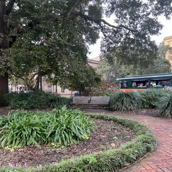 Old Town Trolley Tours - The trolley at passing a square. - Historical Tours Near Me - Savannah, Georgia Old Town Trolley Tours - The trolley at passing a square. - Historical Tours Near Me - Savannah, Georgia
