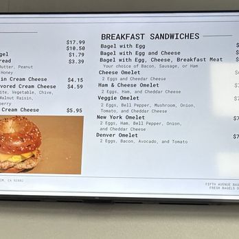 5th Ave Bagelry - Menu 11/2025 - Bagels Near Me - Anaheim, California