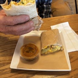 Sausage burrito and Ham, egg and cheese croissant Sausage burrito and Ham, egg and cheese croissant