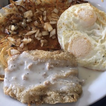 Rosy's Cafe - Chicken Fried Steak, Three Eggs Over Easy, Hash Browns with Onions and Wheat Toast on the Side - American Near Me - Hayward, California