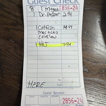 Bayseas Catfish House - The check - Southern Near Me - San Antonio, Texas