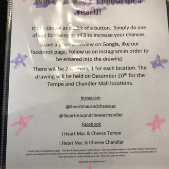 I Heart Mac And Cheese - If I won, I would give it away - Desserts Near Me - Chandler, Arizona I Heart Mac And Cheese - If I won, I would give it away - Desserts Near Me - Chandler, Arizona