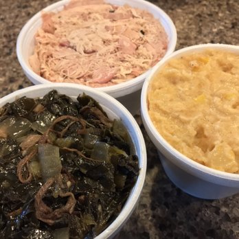 BBQ Alley - Pulled Chicken combo meal (1/4 smoked chicken with corn pudding and mixed greens as sides) - Barbeque Near Me - Columbus, Ohio