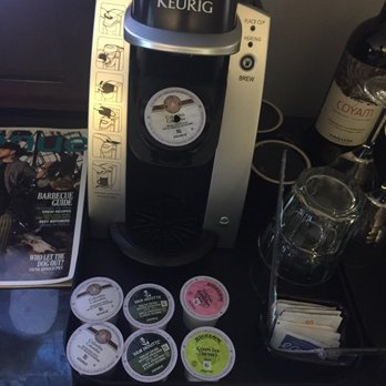 Matrix Hotel - There are all six of my keurig cartridges so I haven't used one ..  here's an old keurig cartridge from the last guest - Hotels Near Me - Edmonton, Alberta